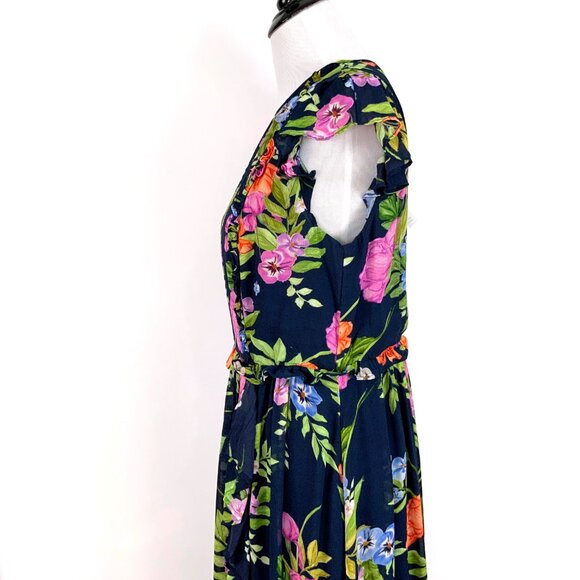New Monsoon UK Silvia Floral Print Maxi Dress Navy Sz 14 - Picture 9 of 16